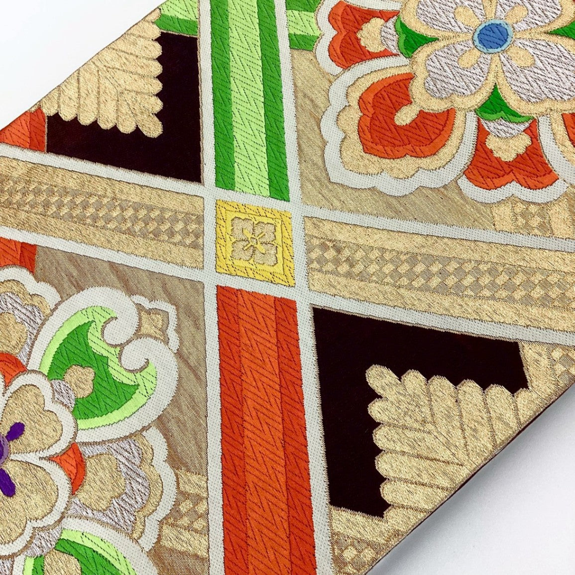 8857# Japanese Vintage Fukuro Obi Belt Kimono Fabric Silk Traditional