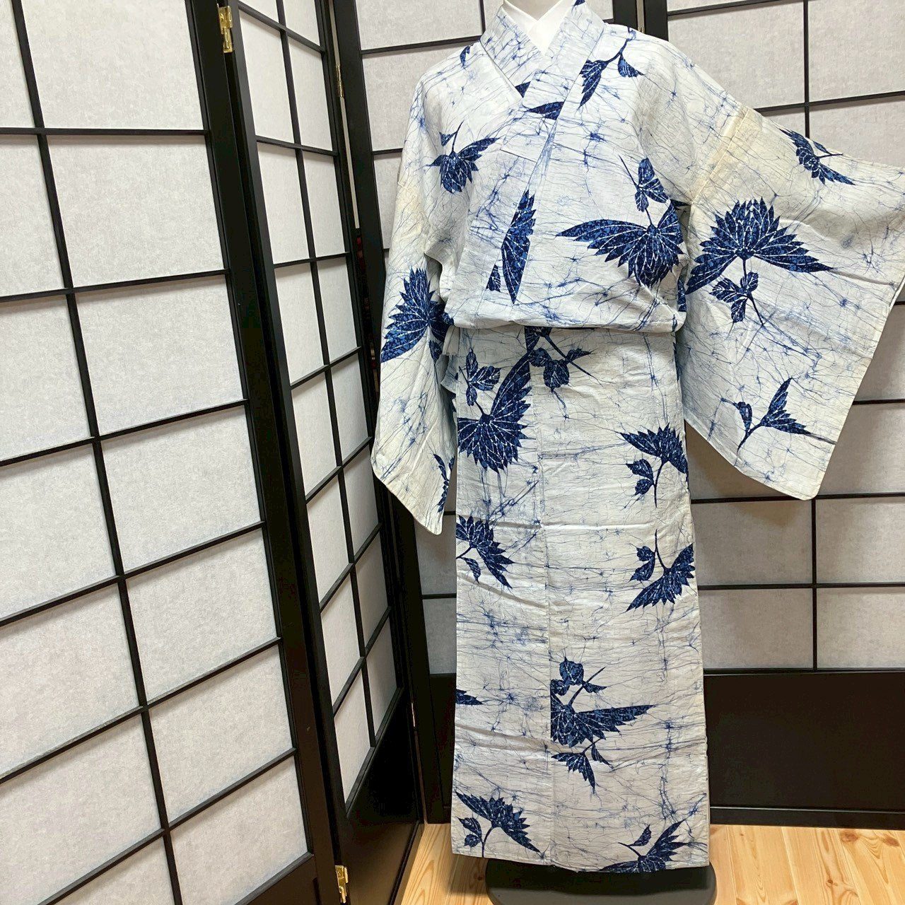 ［9094］浴衣 草花文様 ゆかた 綿 レディース リメイク