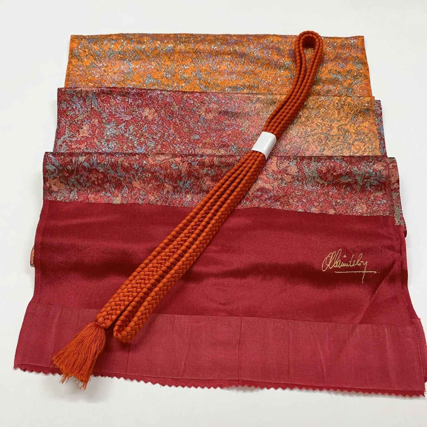 9033# Japanese Kimono Accessory Vintage Obiage and Obijime 2-piece Set Silk
