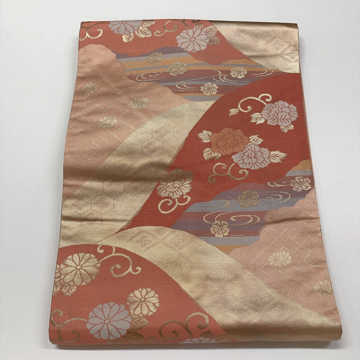 ［9318］名古屋帯 草花吉祥文様 金彩 九寸 正絹 着物