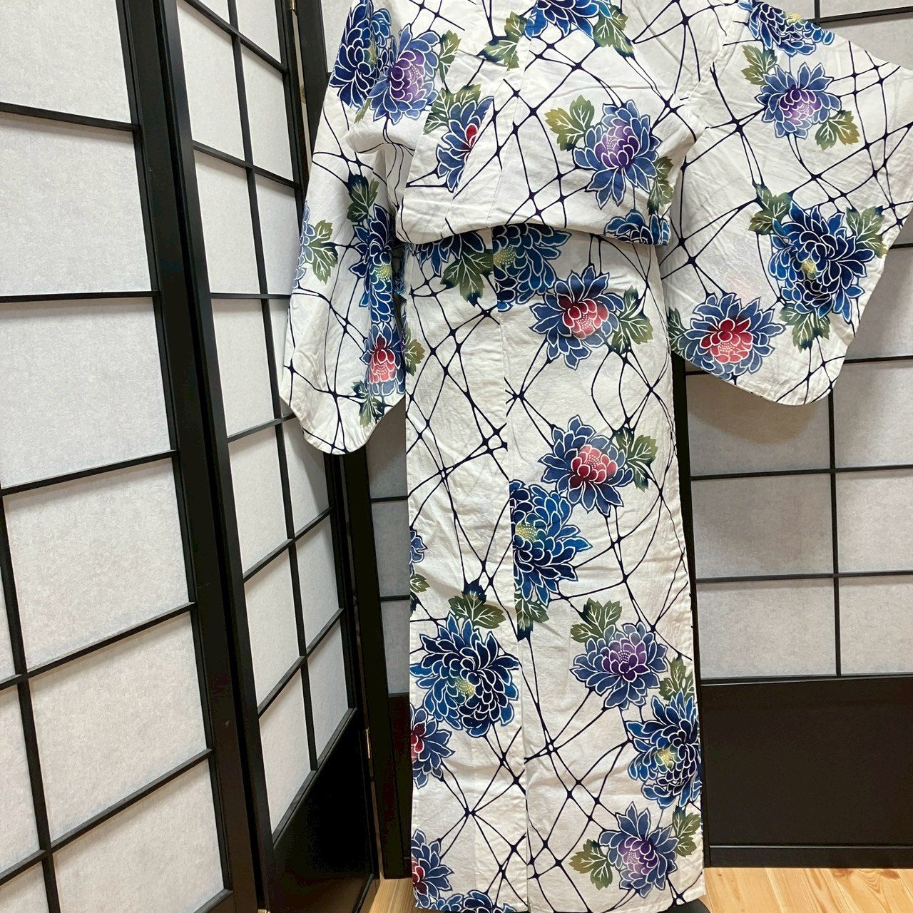 ［9143 ］浴衣 枝花文様 ぼかし ゆかた レディース リメイク 綿