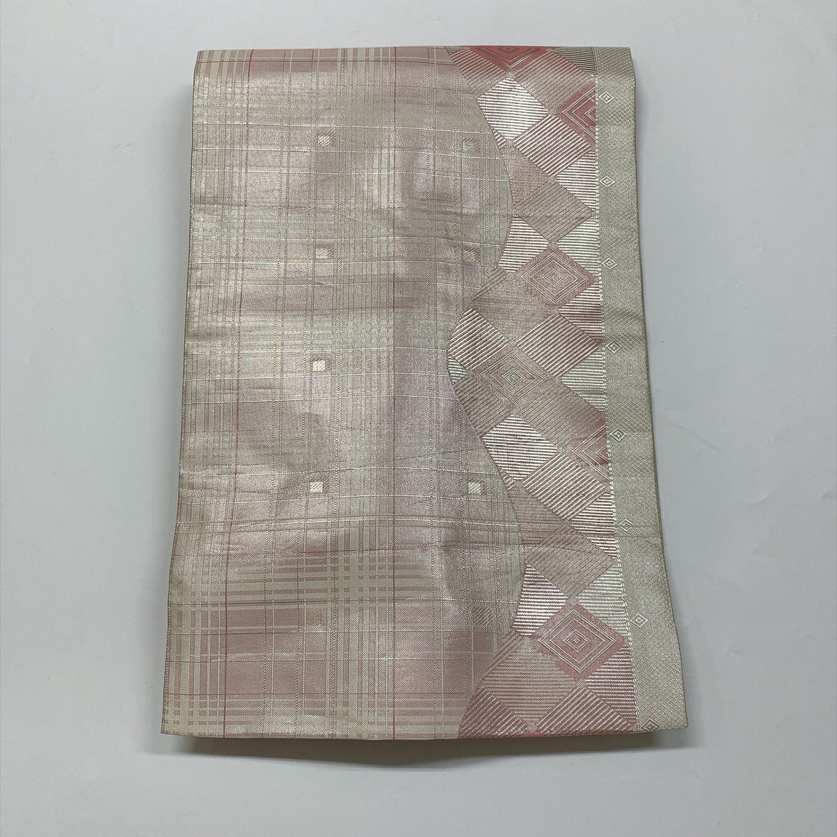 ［9322］名古屋帯 格子菱文様 九寸 正絹 着物