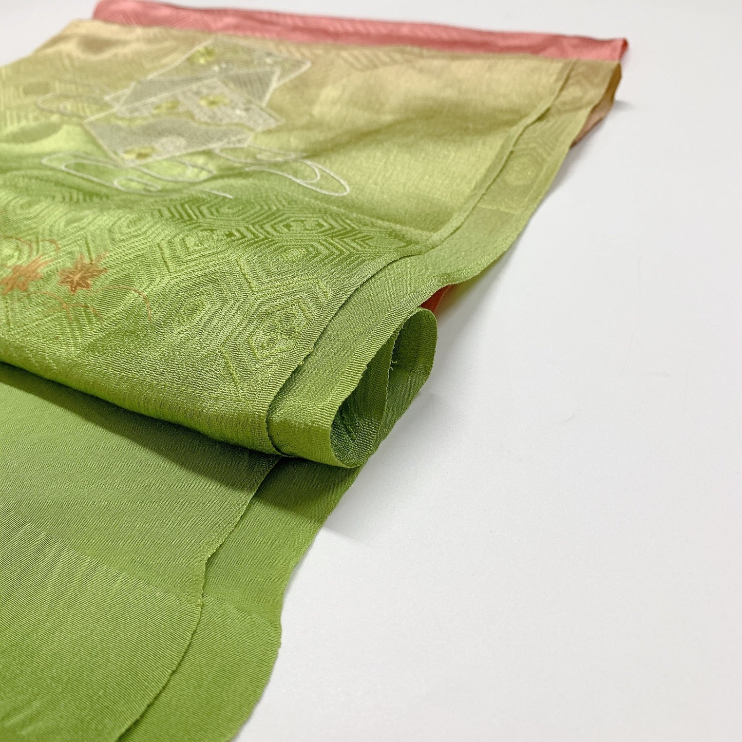 ［8734］帯締め 帯揚げ セット 色紙草花流水文様 金彩 ぼかし 正絹 着物 帯絞め