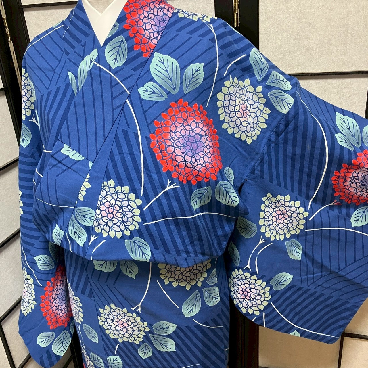 ［9491］浴衣 紫陽花 ゆかた 綿 レディース リメイク