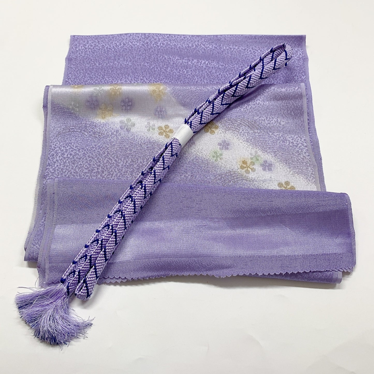 ［8689］帯締め 帯揚げ セット 草花文様 ぼかし 金彩 正絹 着物 帯絞め