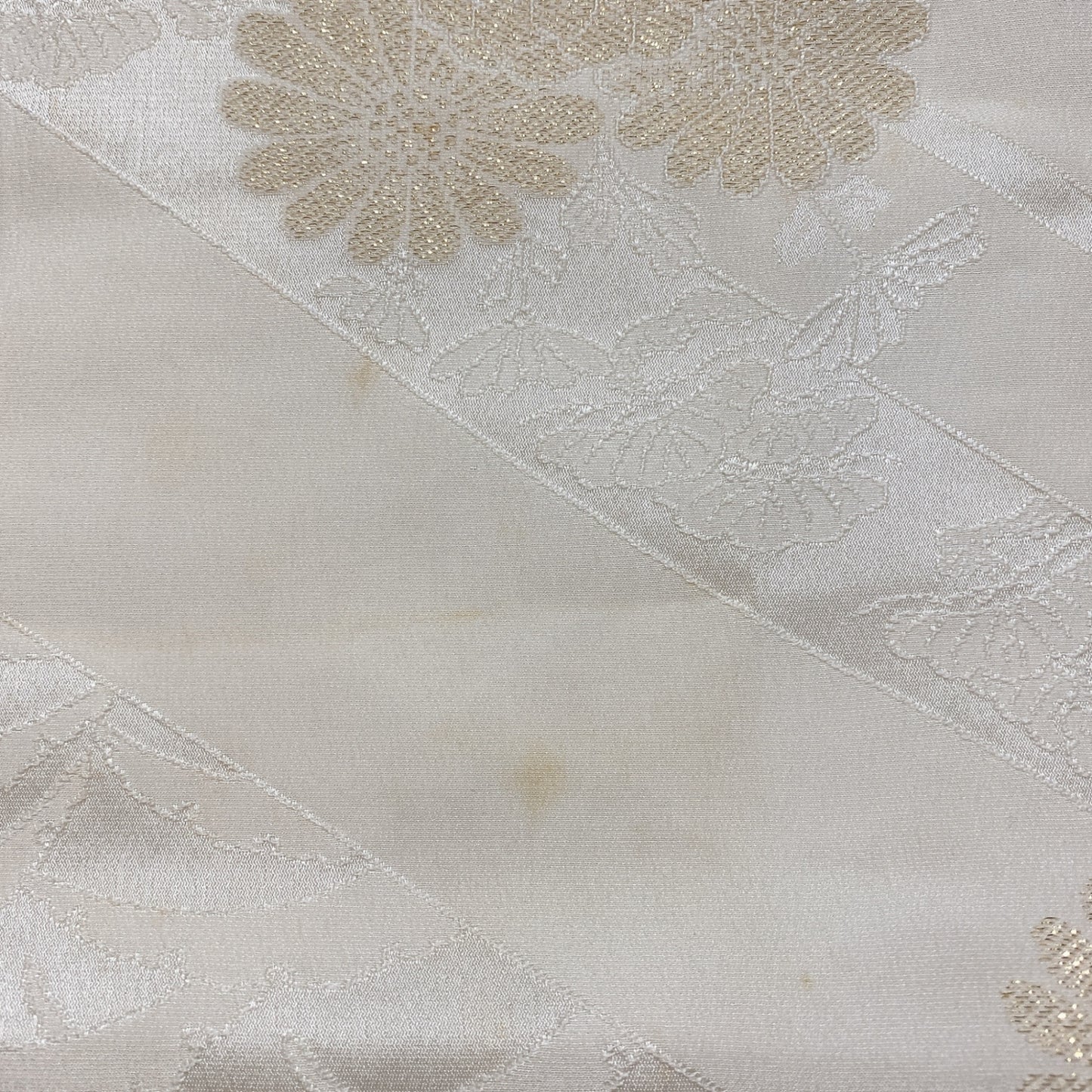 ［8602］帯締め 帯揚げ セット 露芝花文様 金糸 金銀糸 正絹 着物 帯絞め