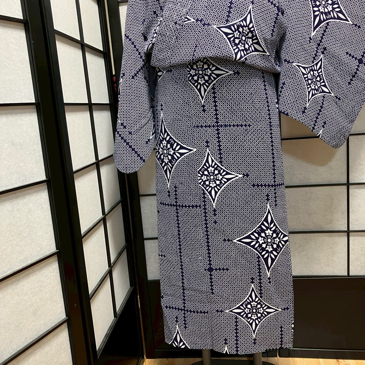 ［9163］浴衣 花菱文様 鹿の子柄 ゆかた レディース 綿 リメイク