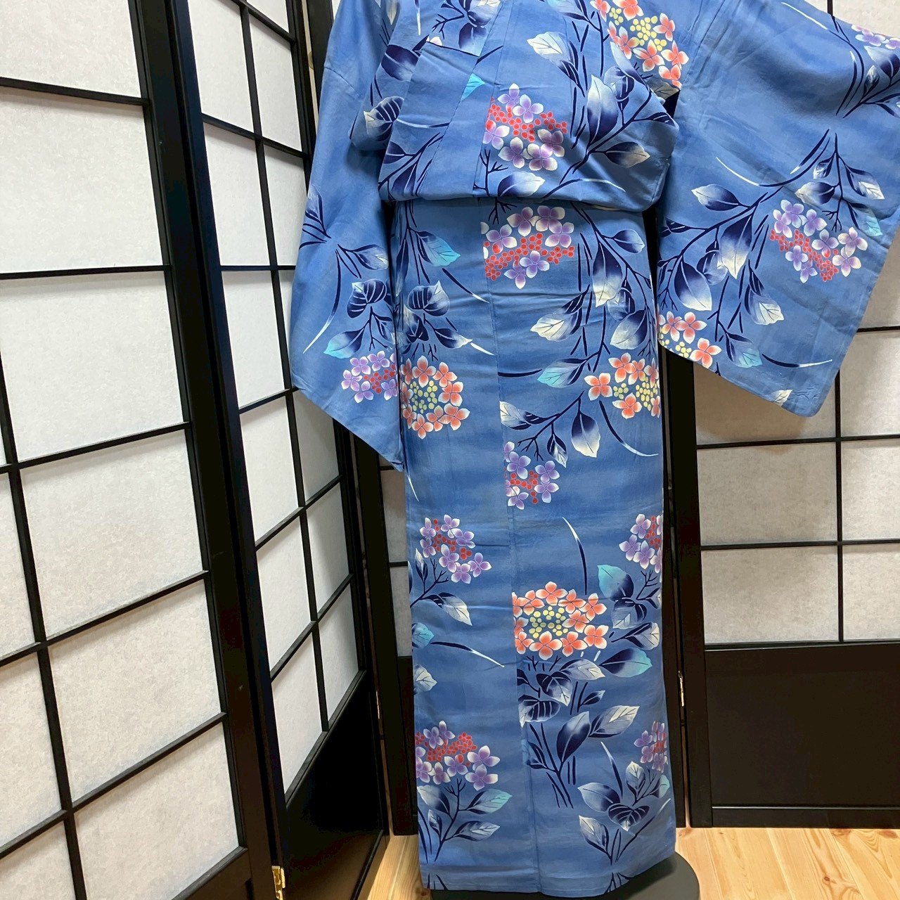 ［9140］浴衣 草木文様 ゆかた レディース 綿 リメイク