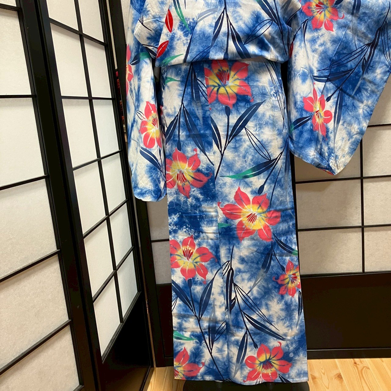［9169］浴衣 草花文様 ぼかし ゆかた レディース 綿 リメイク
