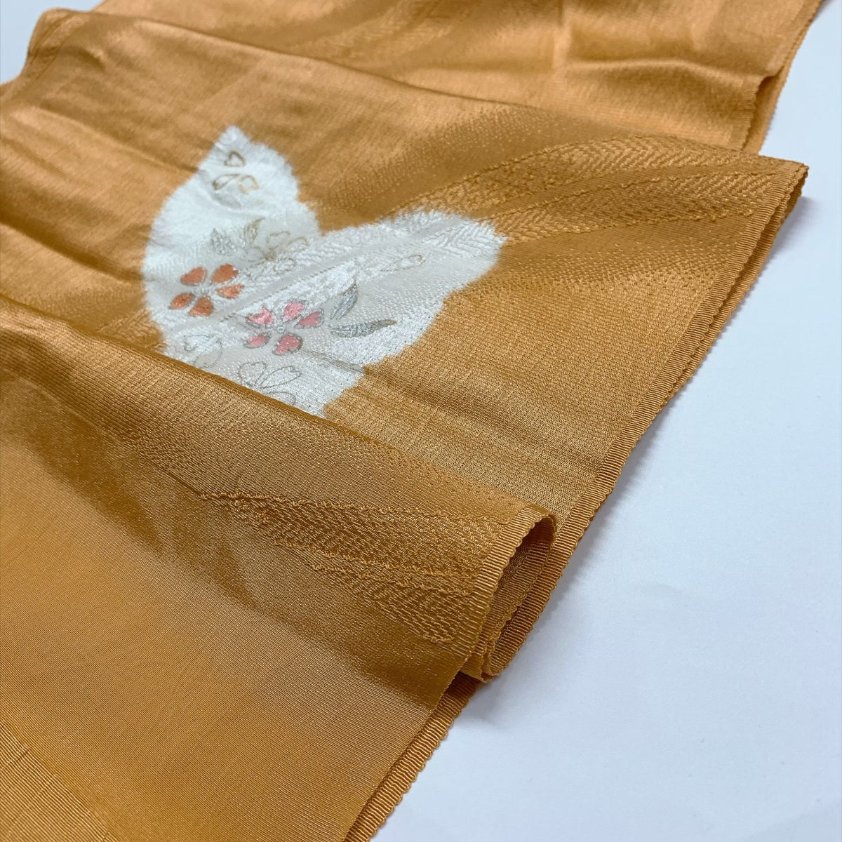 ［9873］帯締め 帯揚げ セット 草花文様 金銀彩 正絹 着物 帯絞め