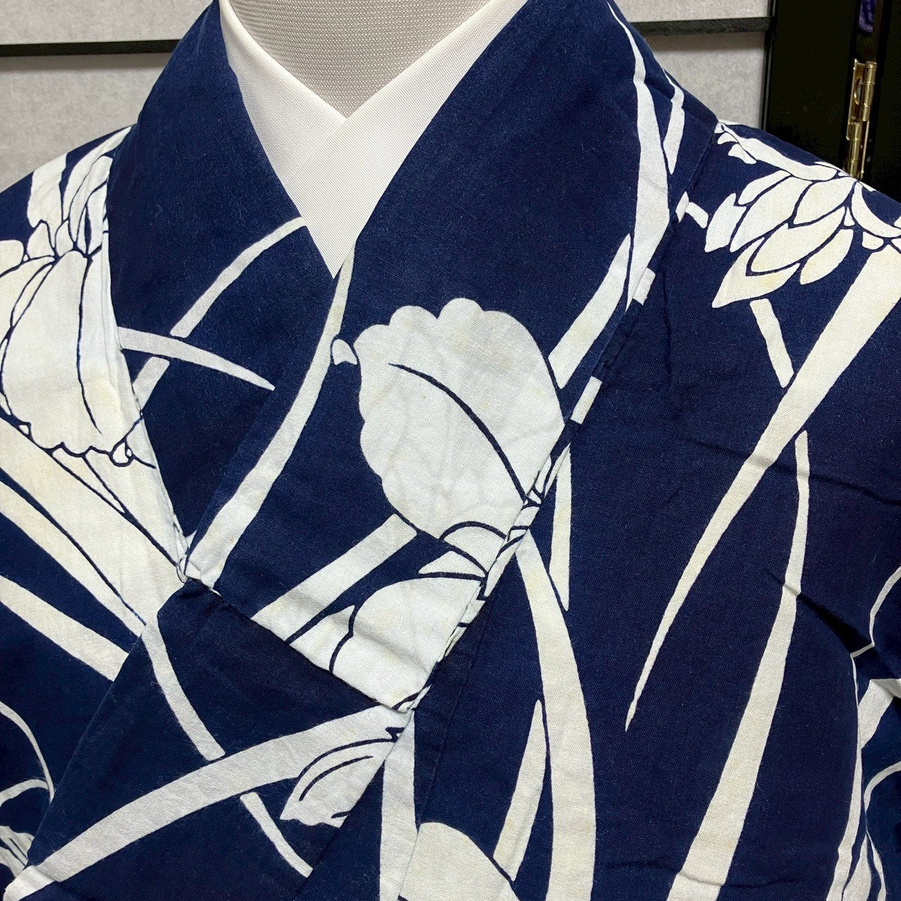 ［9440］浴衣 菖蒲文様 綿 レディース リメイク ゆかた