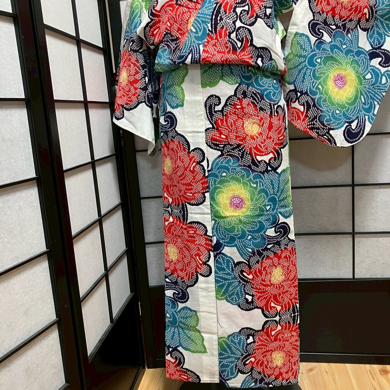 ［9114］浴衣 草花文様 ぼかし 綿 レディース ゆかた リメイク