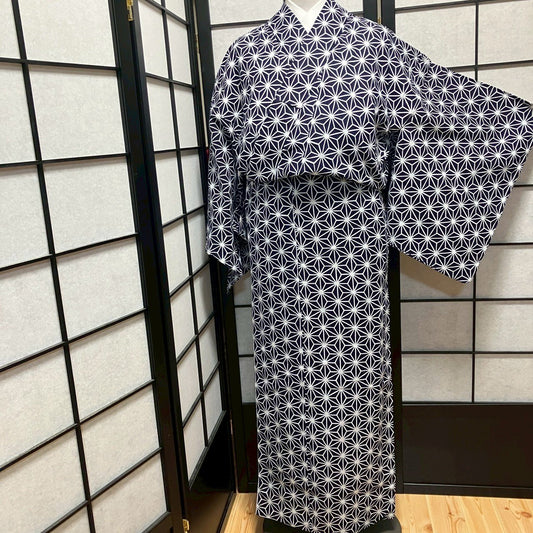 9474# Japanese Yukata Womens Vintage Fabric Cotton Robe Kimono Traditional