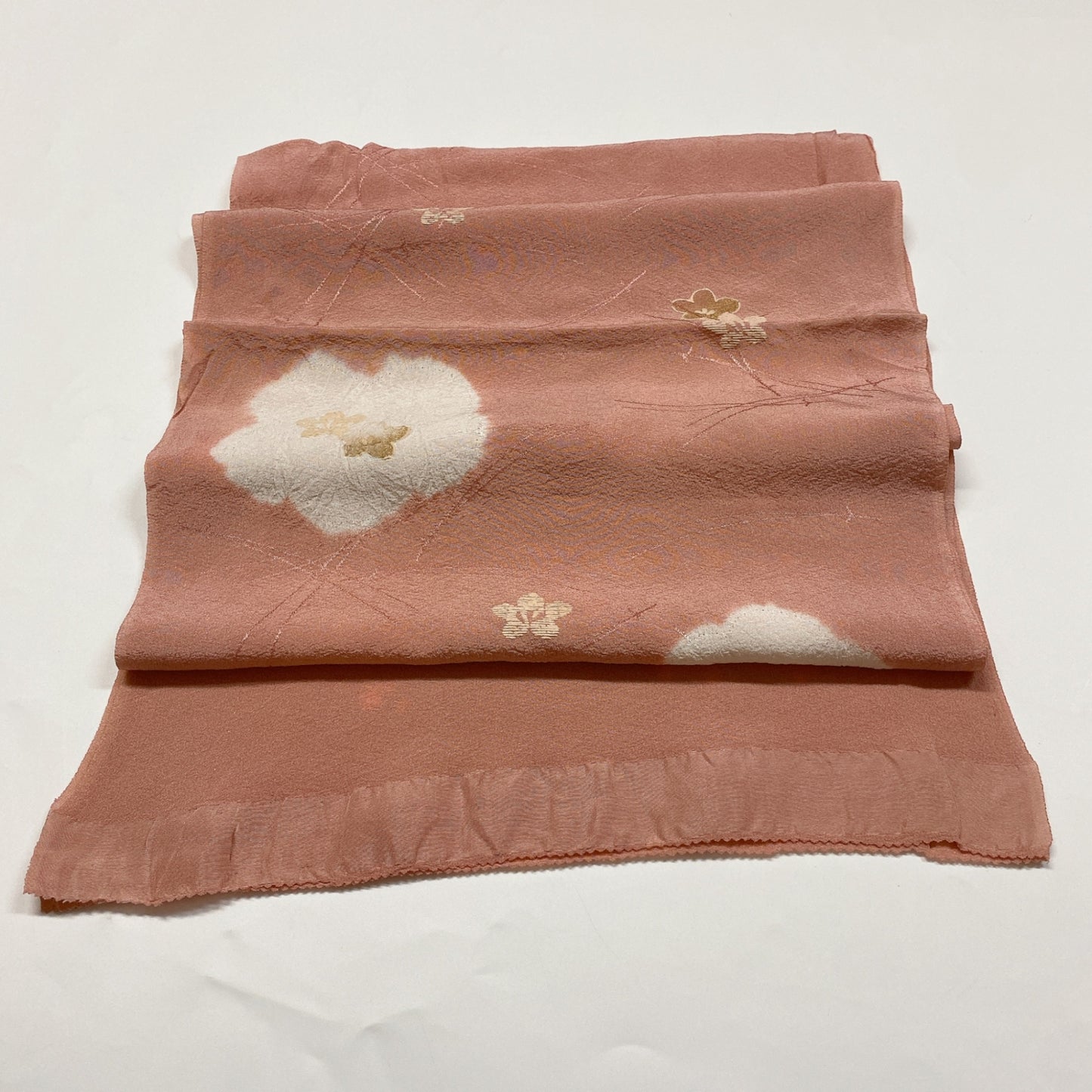 ［8341］帯締め 帯揚げ セット 枝花文様 金糸 正絹 着物 帯絞め