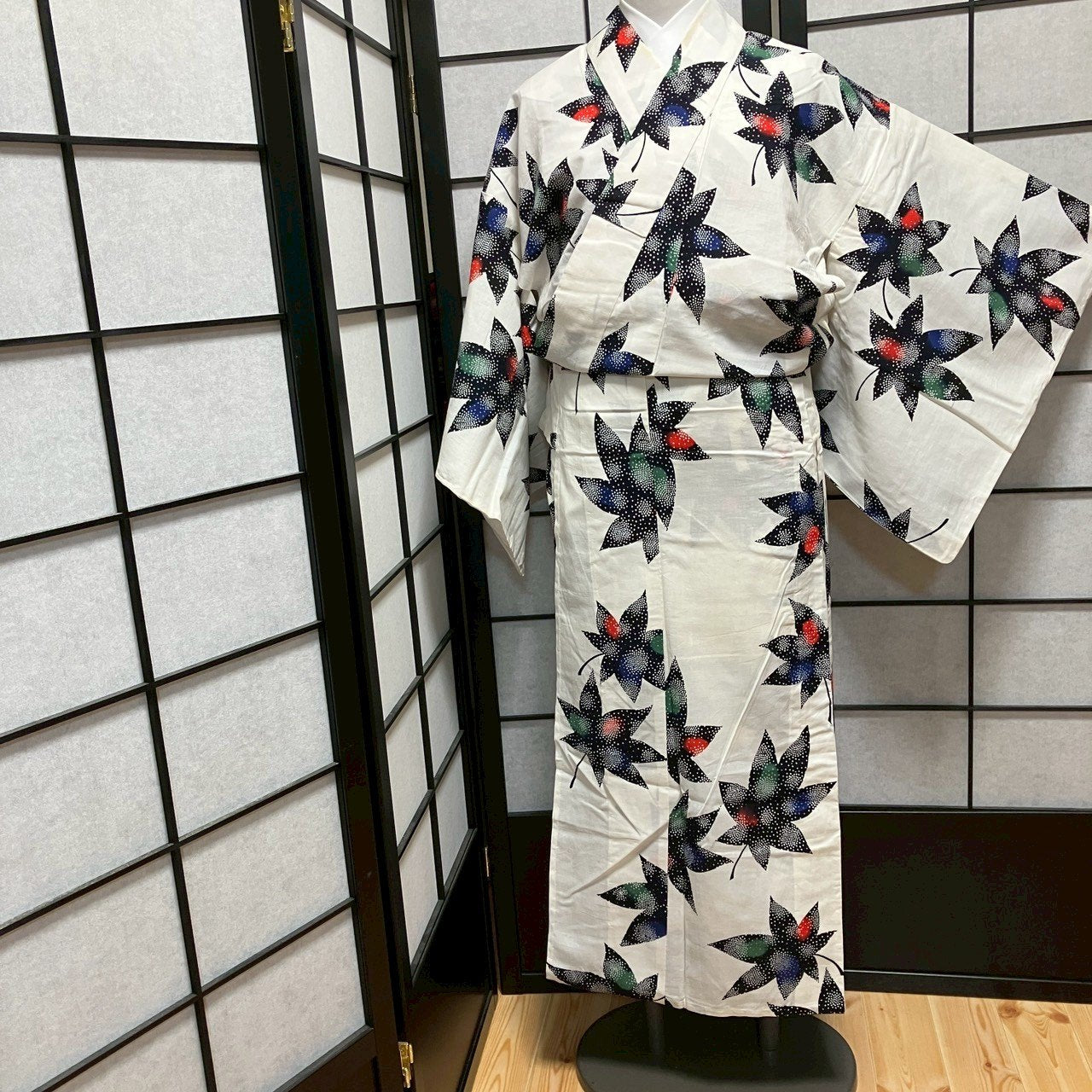 ［9097］浴衣 楓文様 ゆかた 綿 レディース リメイク