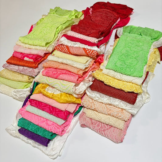 0262# Japanese Vintage Bundle 35pcs Set Bulk Obiage Kimono Silk Wholesale