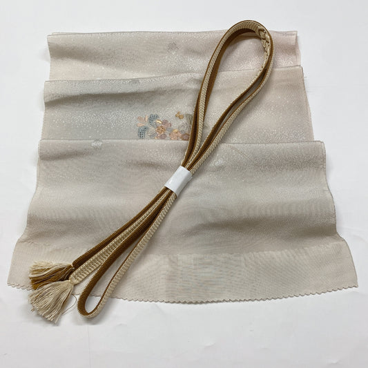 ［8604］帯締め 帯揚げ セット 草花流水文様 汕頭刺繍 逸品 正絹 着物 帯絞め