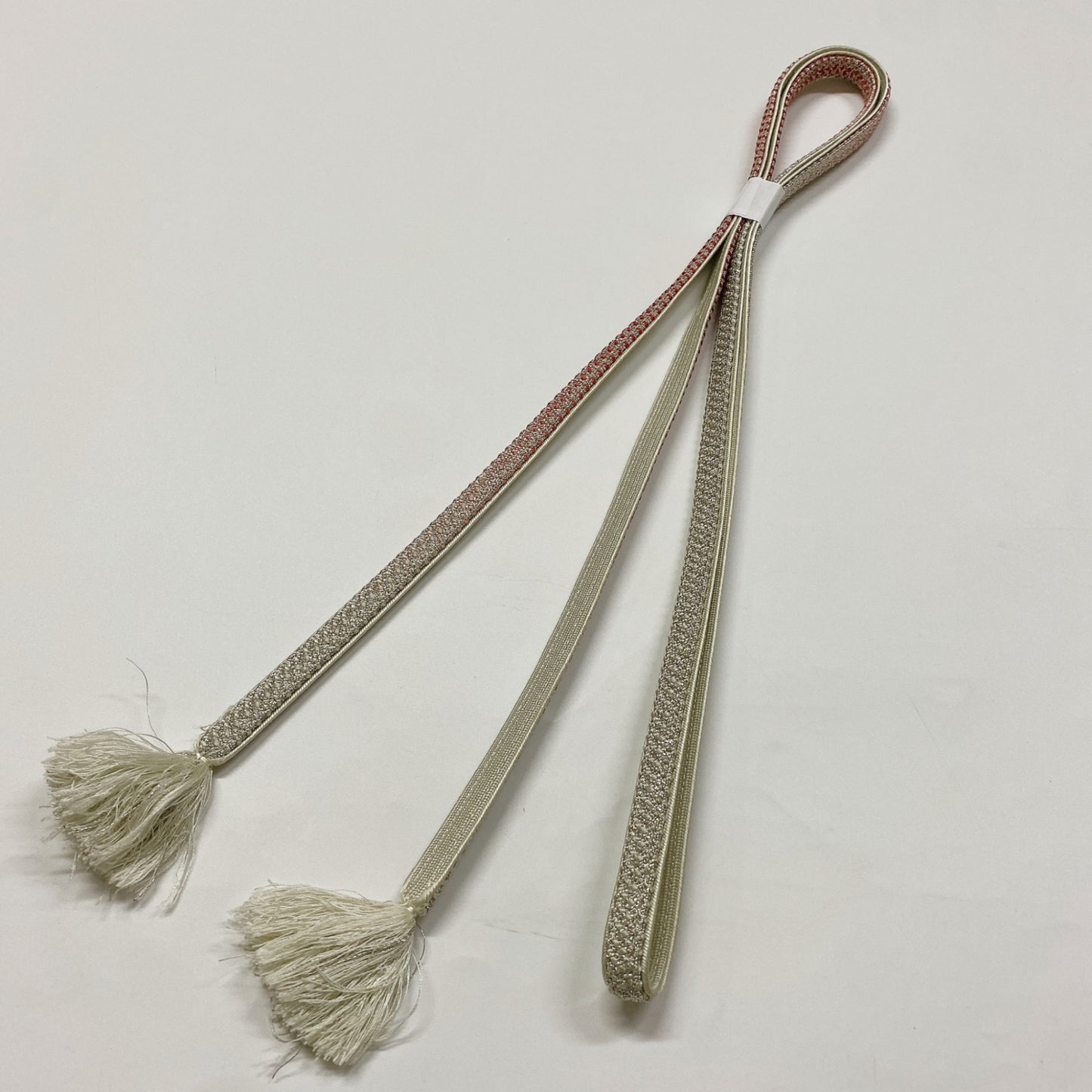 ［8327］帯締め 帯揚げ セット 草花文様 縮緬 銀糸 正絹 着物 帯絞め