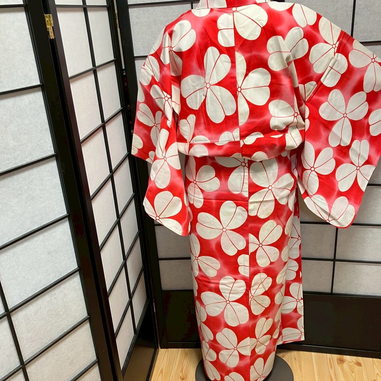 ［9098］浴衣 花文様 綿 レディース ゆかた リメイク