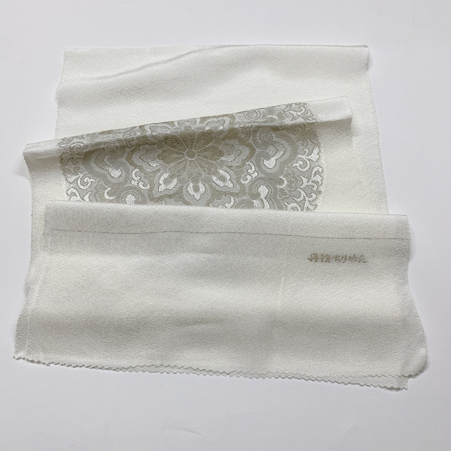 ［8381］帯締め 帯揚げ セット 正倉院花文様 銀糸 逸品 正絹 着物 帯絞め