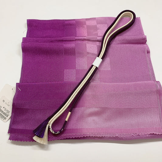 9055# Japanese Kimono Accessory Vintage Obiage and Obijime 2-piece Set Silk
