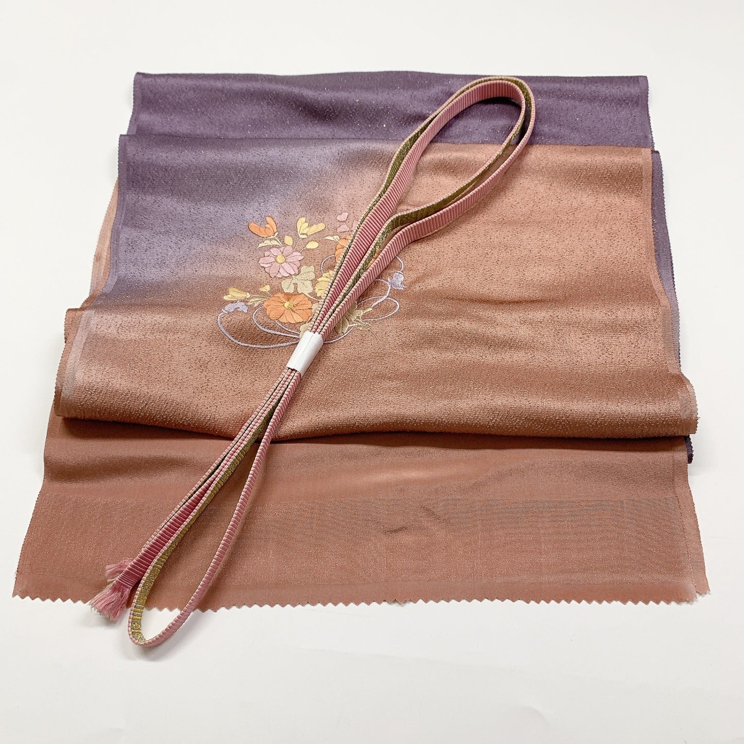 8720# Japanese Kimono Accessory Vintage Obiage and Obijime 2-piece Set Silk
