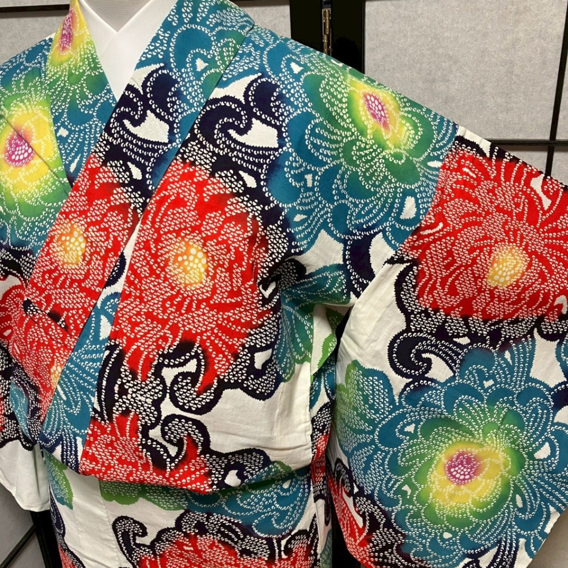 ［9114］浴衣 草花文様 ぼかし 綿 レディース ゆかた リメイク