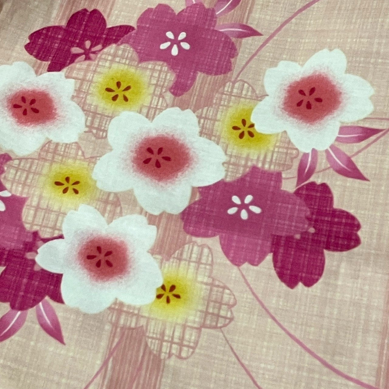［9128］浴衣 美品 草花飾り紐文 ゆかた レディース 綿 リメイク