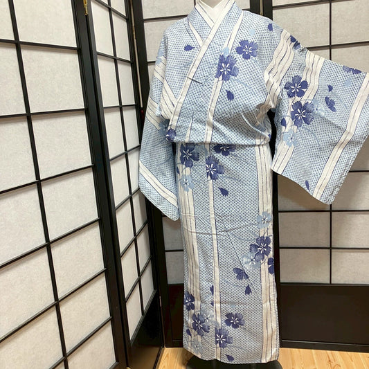 9442# Japanese Yukata Womens Vintage Fabric Cotton Robe Kimono Traditional