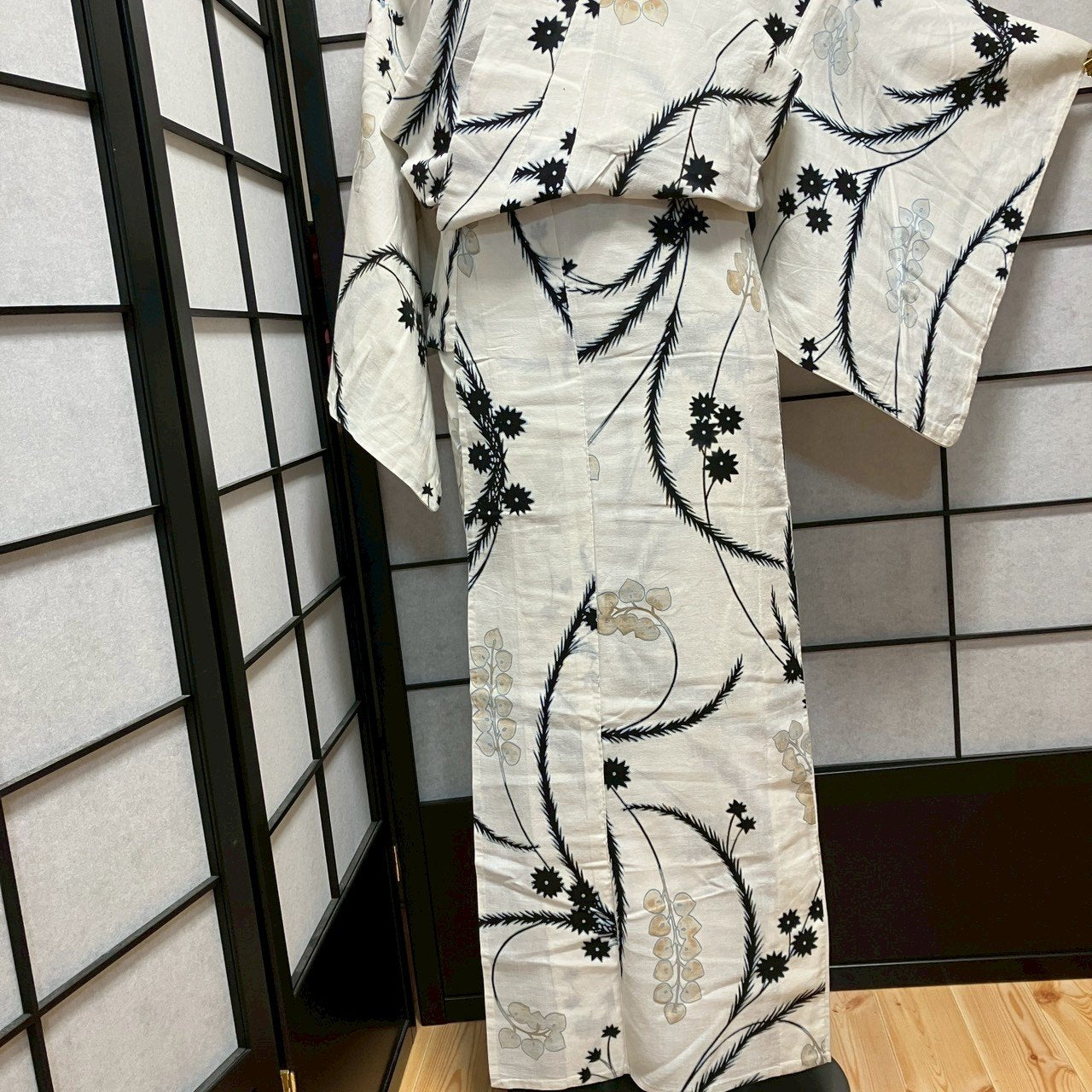 ［9089］浴衣 草木文様 綿 レディース ゆかた リメイク