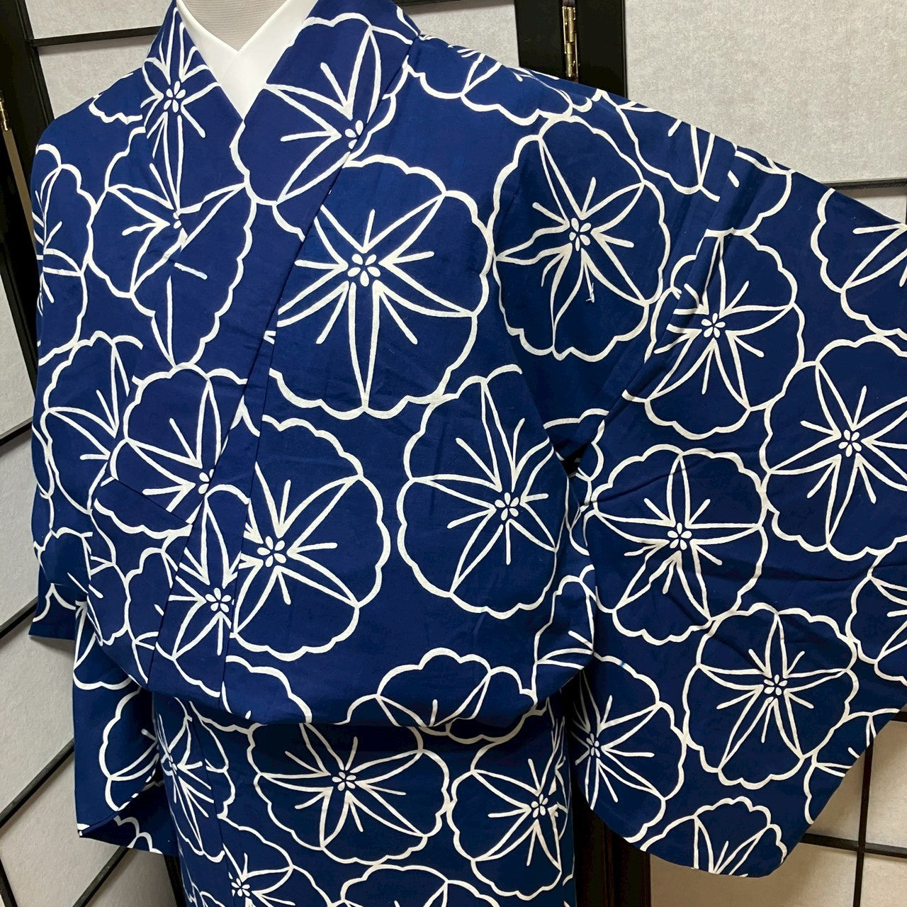 ［9455］浴衣 朝顔文様 あさがお 綿 リメイク レディース ゆかた
