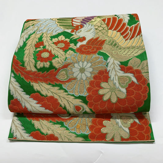 9001# Japanese Vintage Fukuro Obi Belt Kimono Fabric Silk Traditional