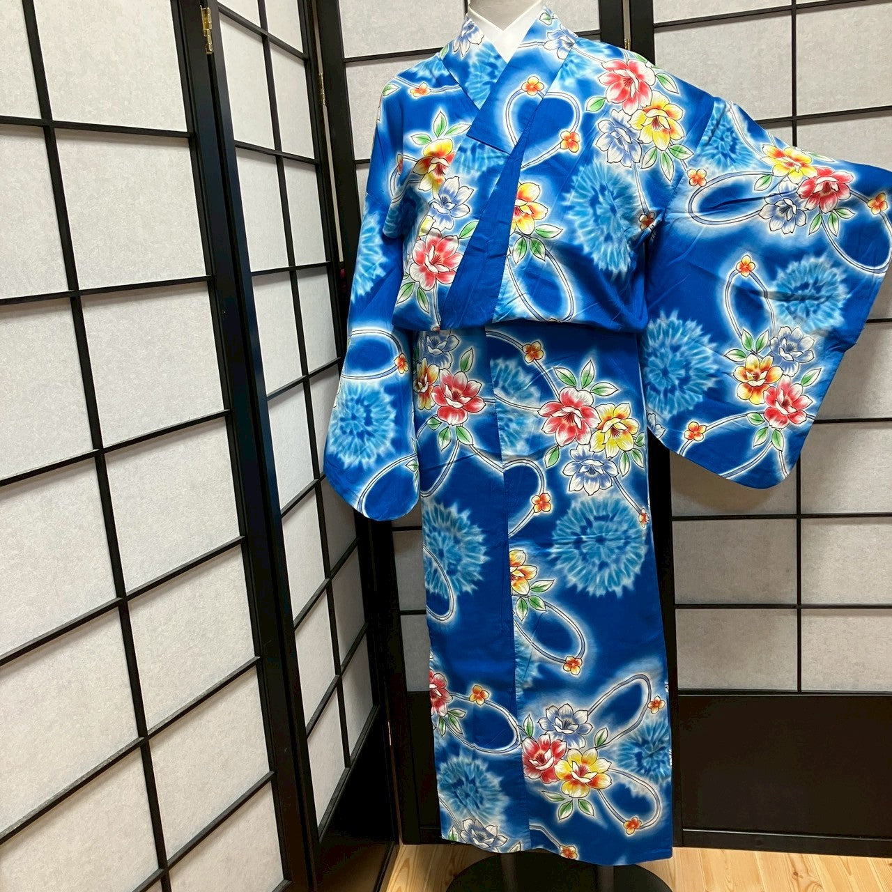［9437］浴衣 草花飾り紐文 ぼかし ゆかた レディース 綿 リメイク