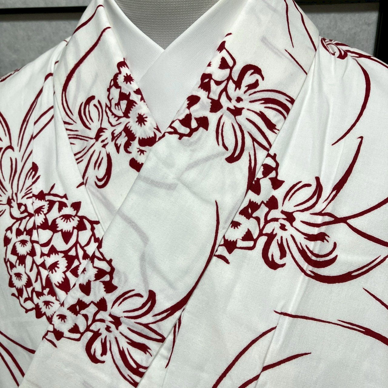 ［9475］浴衣 花束文様 白 ゆかた レディース 綿 リメイク