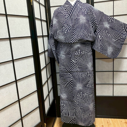 9470# Japanese Yukata Womens Vintage Fabric Cotton Robe Kimono Traditional