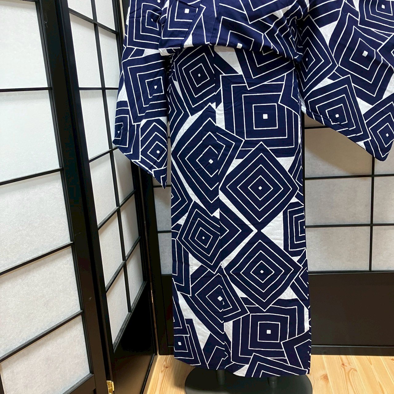 ［9501］浴衣 子持ち菱文様 ゆかた レディース 綿 リメイク