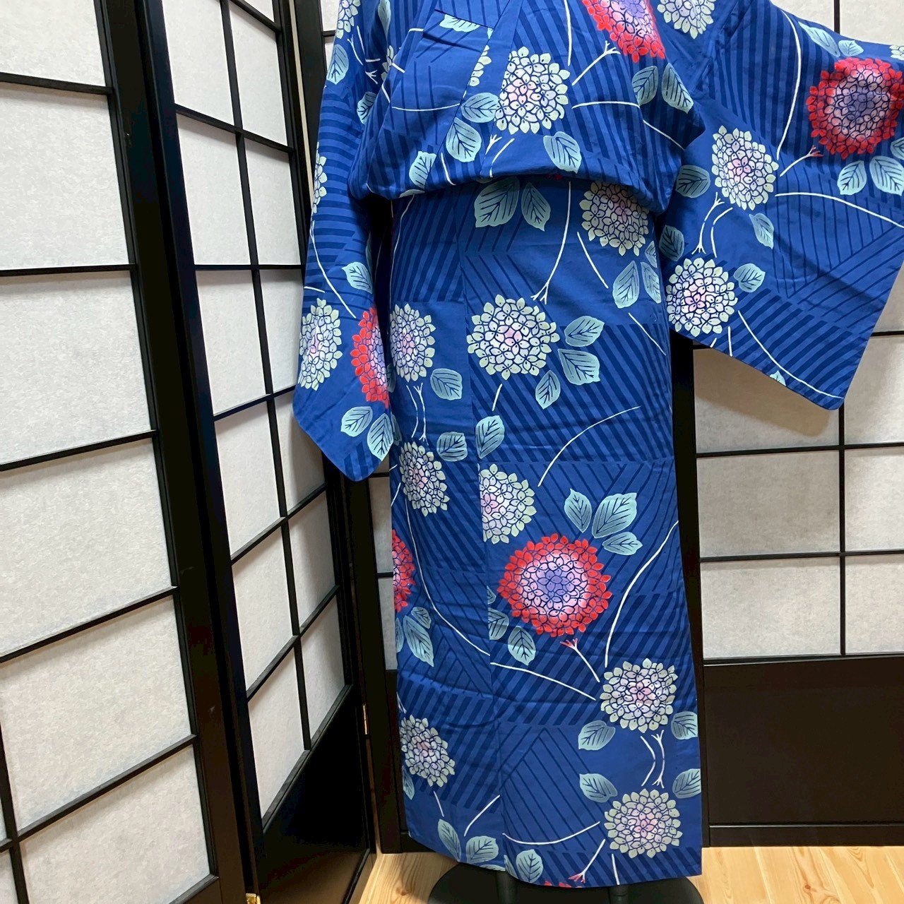 ［9491］浴衣 紫陽花 ゆかた 綿 レディース リメイク