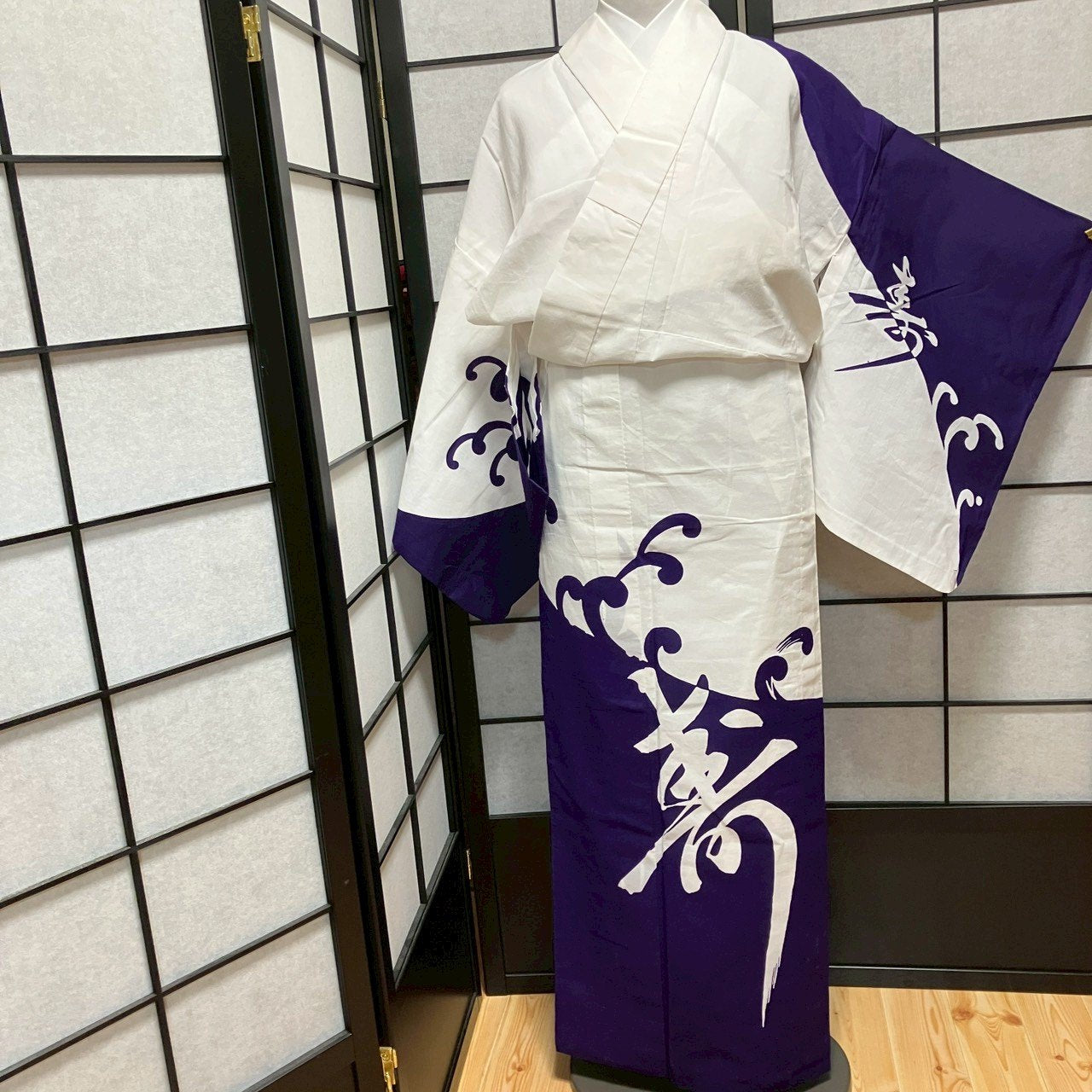 ［9062］浴衣 寿 立波文様 ゆかた 綿 レディース リメイク