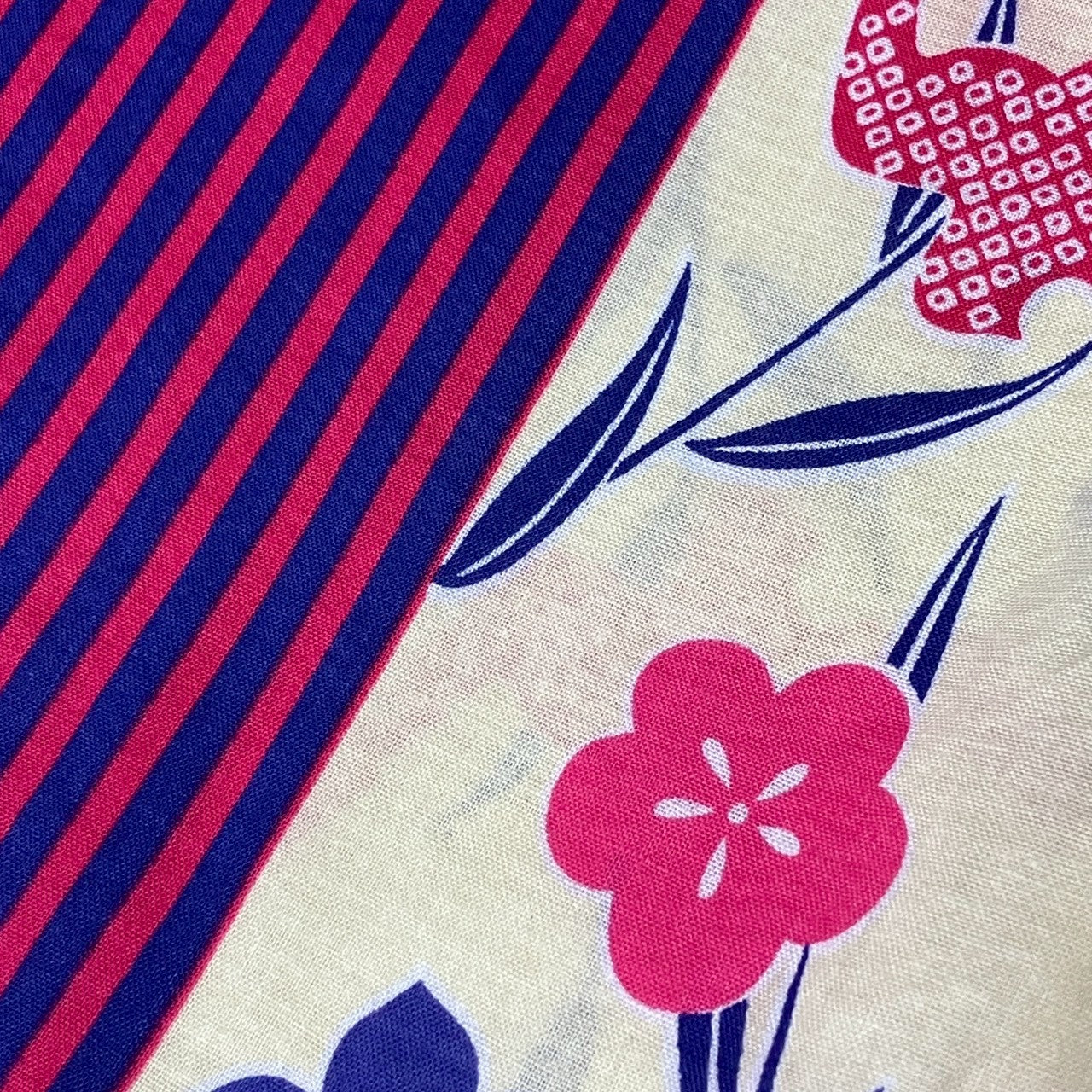 ［9082］浴衣 美品 縞帳花燕文様 綿 ゆかた レディース リメイク