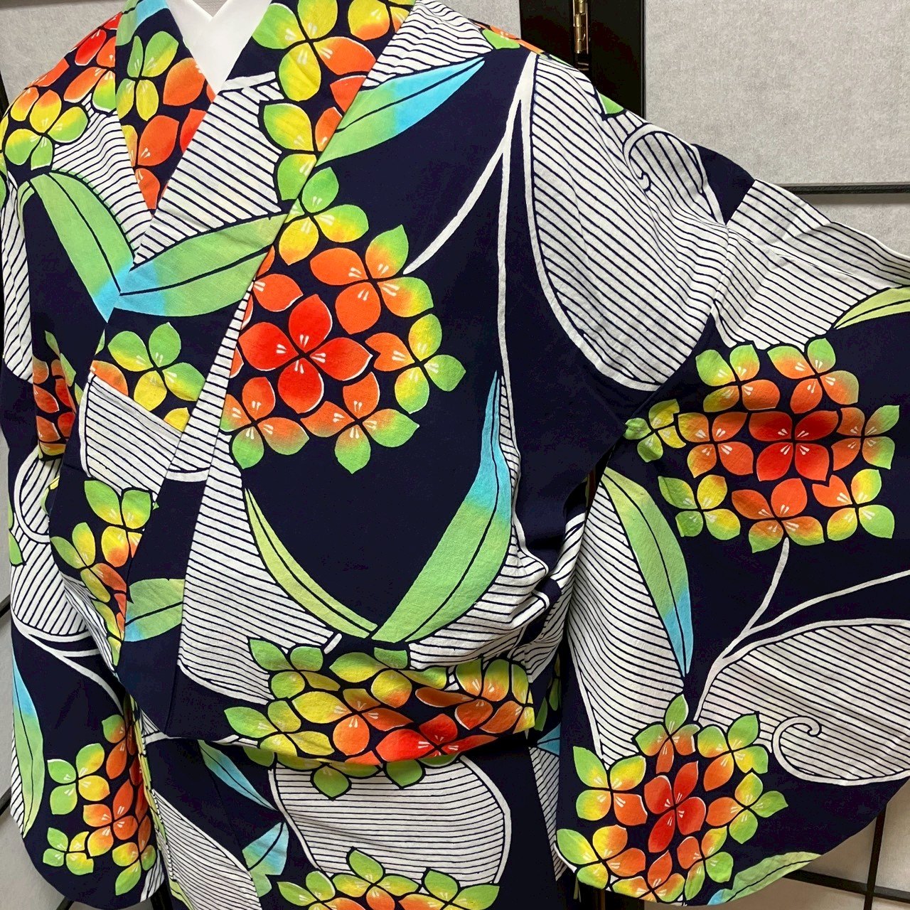 ［9165］浴衣 草花文様 ぼかし ゆかた レディース 綿 リメイク
