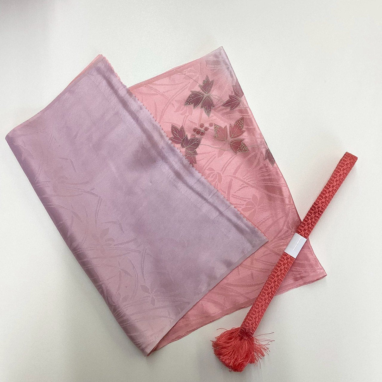 ［8257］帯締め 帯揚げ セット 枝花文様 ぼかし 正絹 着物 帯絞め