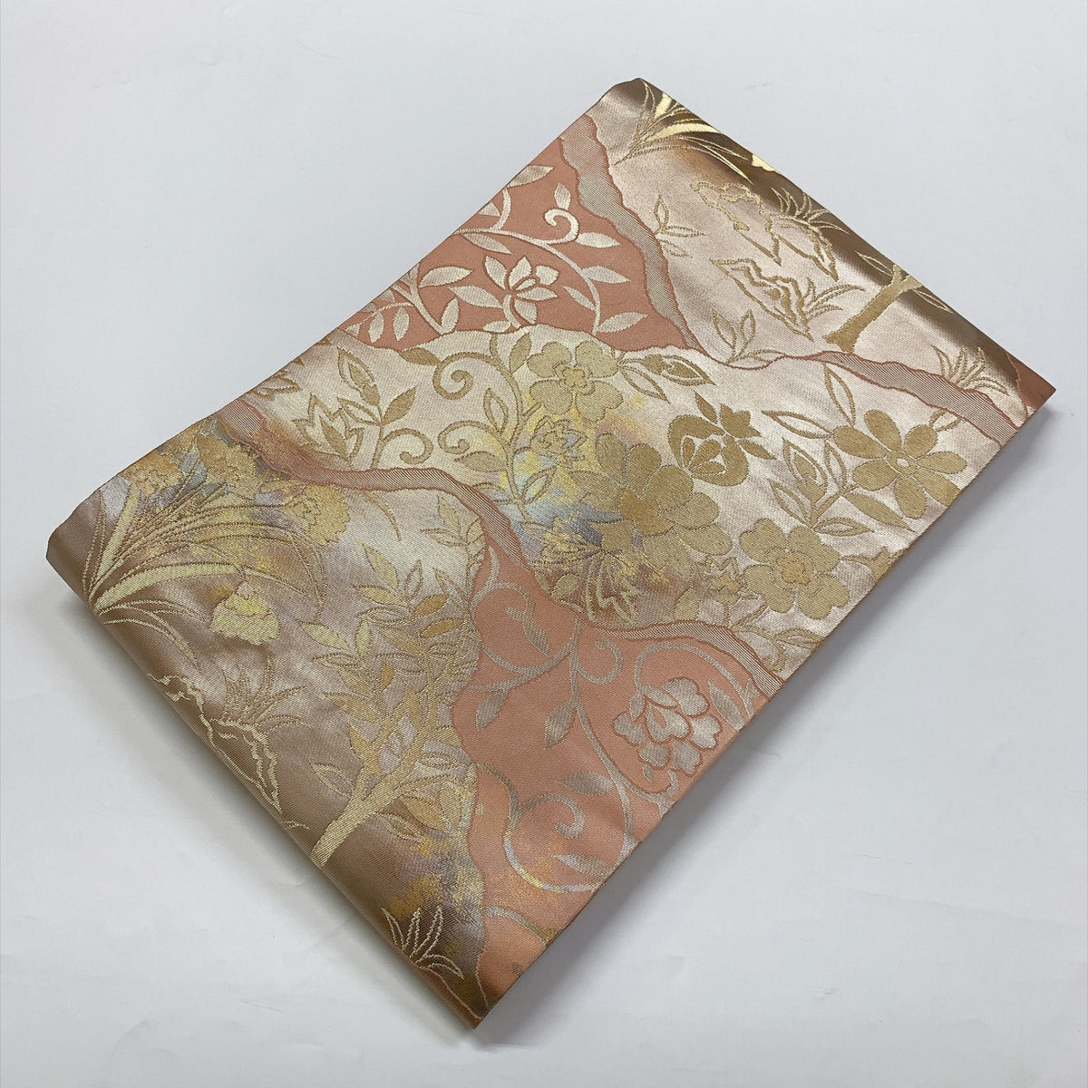 ［9352］名古屋帯 草花風景文様 九寸 金銀糸 正絹 着物
