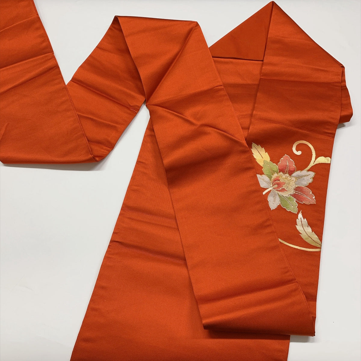 ［9323］名古屋帯 花唐草文様 金糸 九寸 正絹 着物