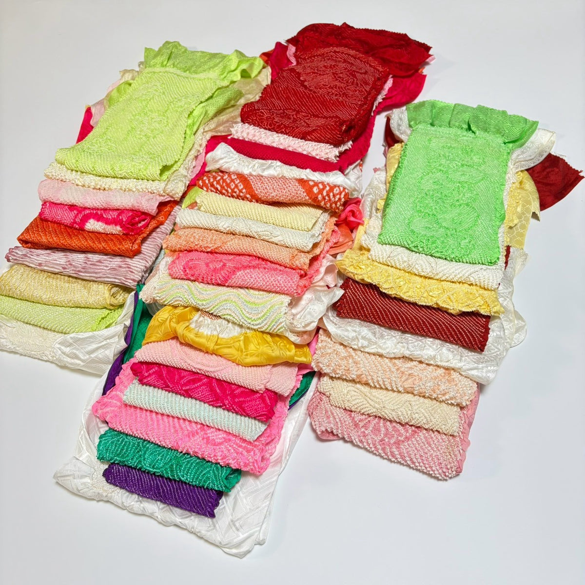 0262# Japanese Vintage Bundle 35pcs Set Bulk Obiage Kimono Silk Wholesale