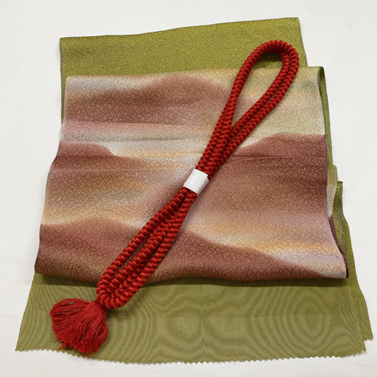 8591# Japanese Kimono Accessory Vintage Obiage and Obijime 2-piece Set Silk