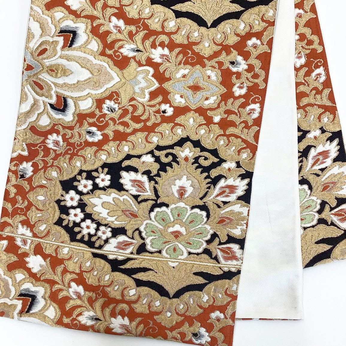 8824# Japanese Vintage Fukuro Obi Belt Kimono Fabric Silk Traditional