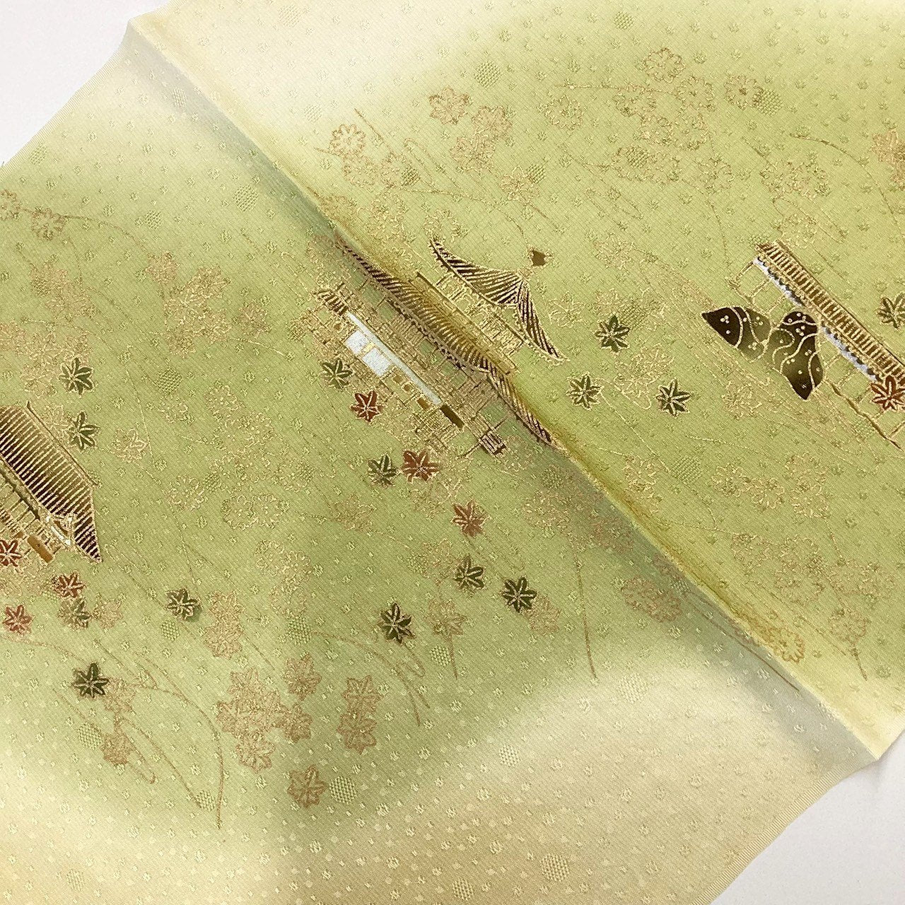［8276］帯締め 帯揚げ セット 草花風景文様 金彩 ぼかし 正絹 着物 帯絞め