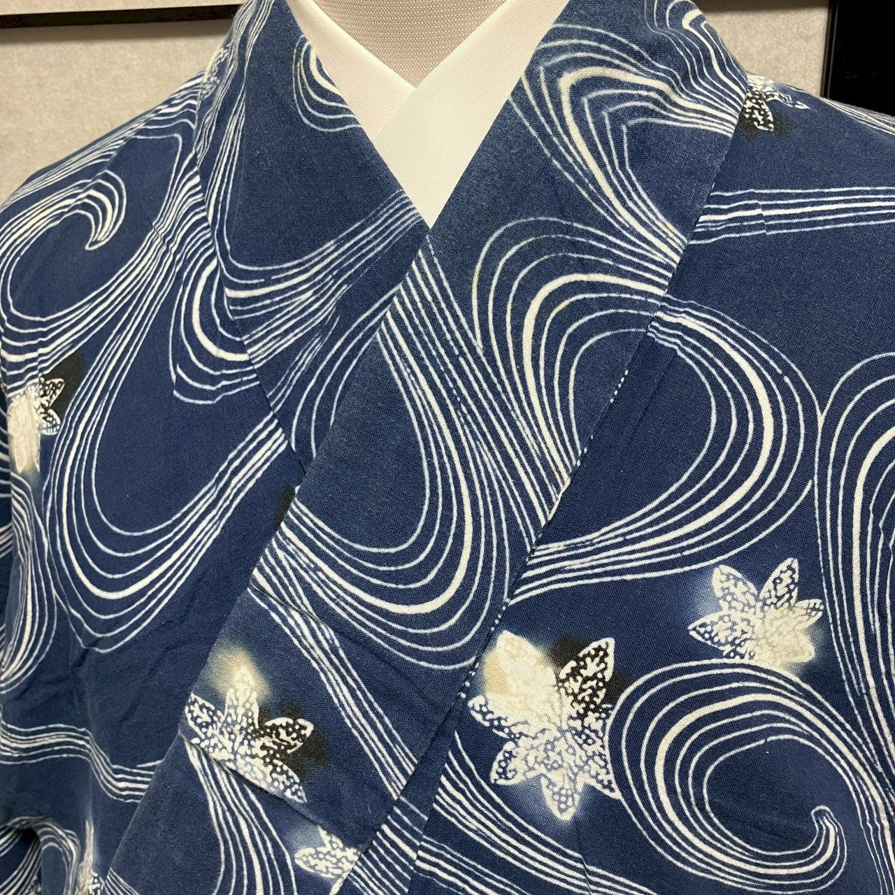 ［9484］浴衣 楓流水文様 ゆかた レディース 綿 リメイク