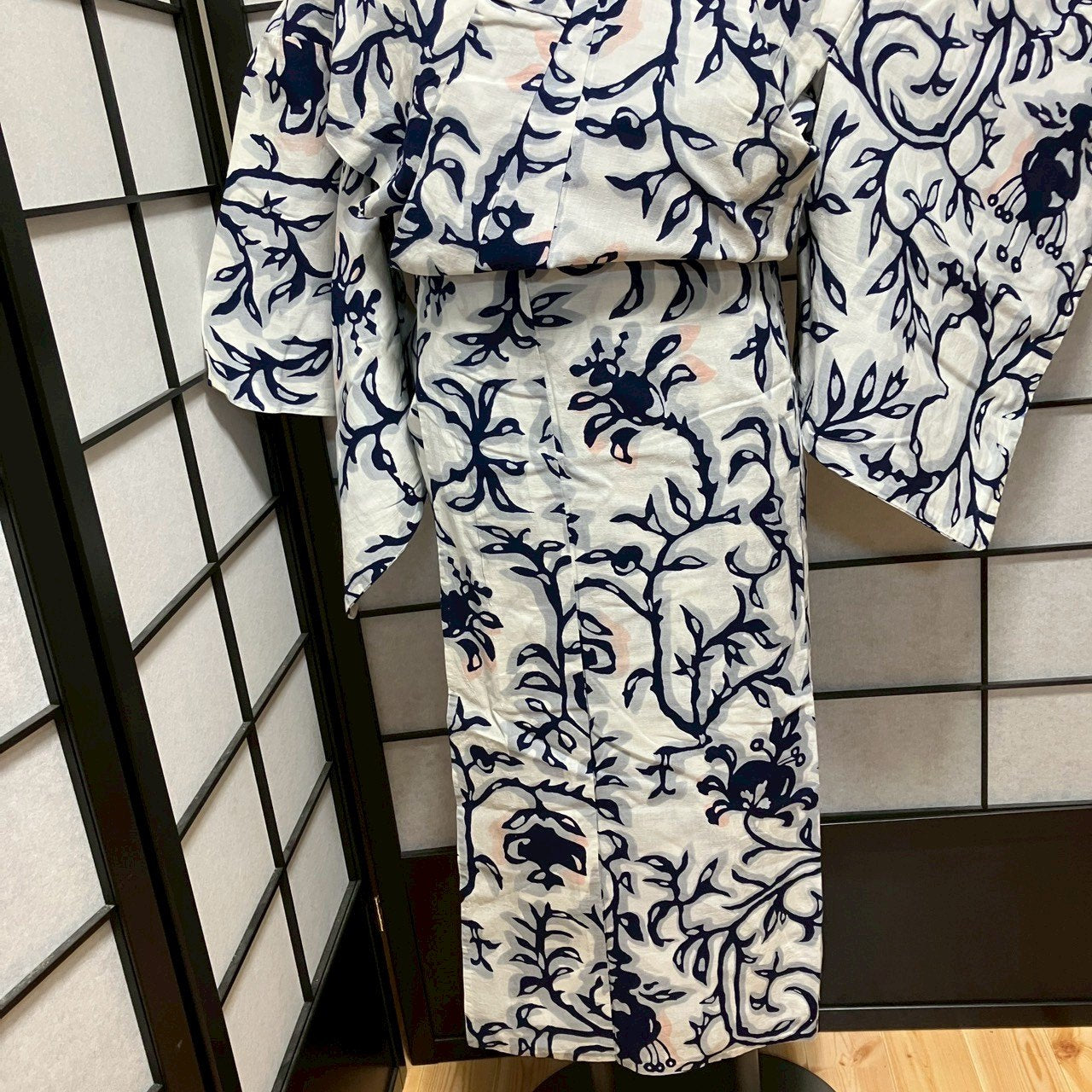 ［9112］浴衣 枝花文様 ゆかた 綿 レディース リメイク
