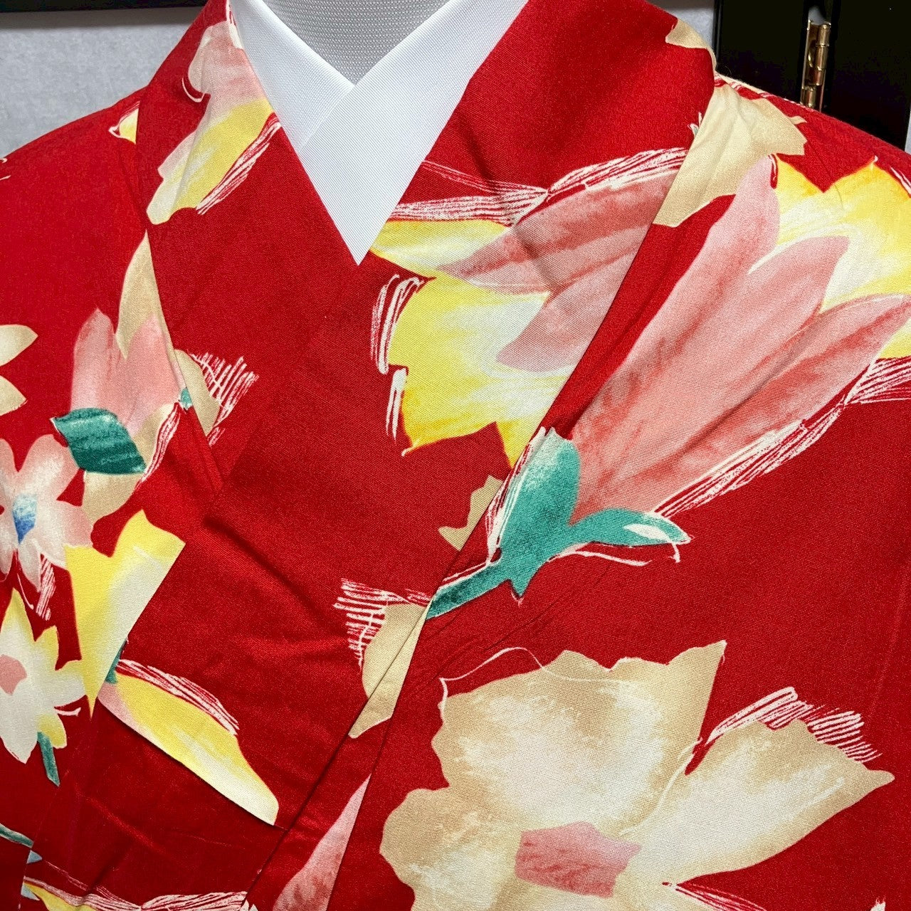 ［9426］浴衣 美品 洋花文様 ゆかた レディース 綿 リメイク